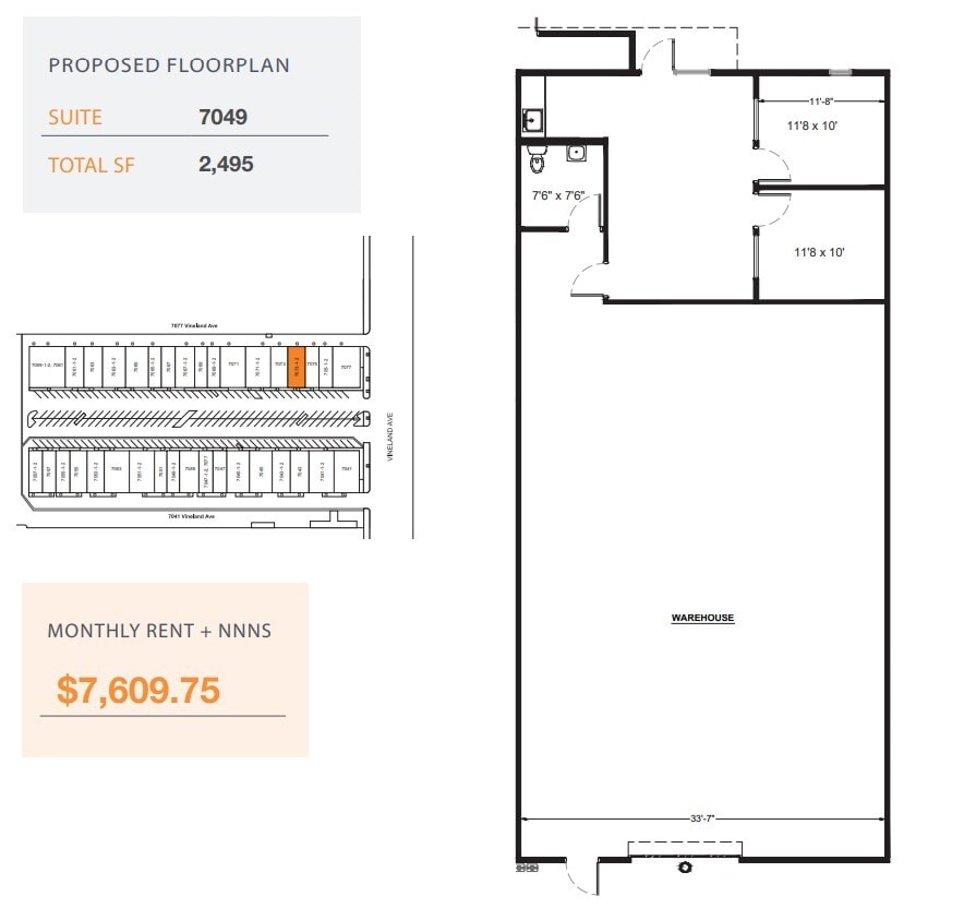 7059-7077 1/2 Vineland Ave, North Hollywood, CA à louer Plan d’étage– Image 1 sur 1
