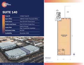 748 W Sunset Rd, Henderson, NV à louer Plan d’étage– Image 1 sur 2