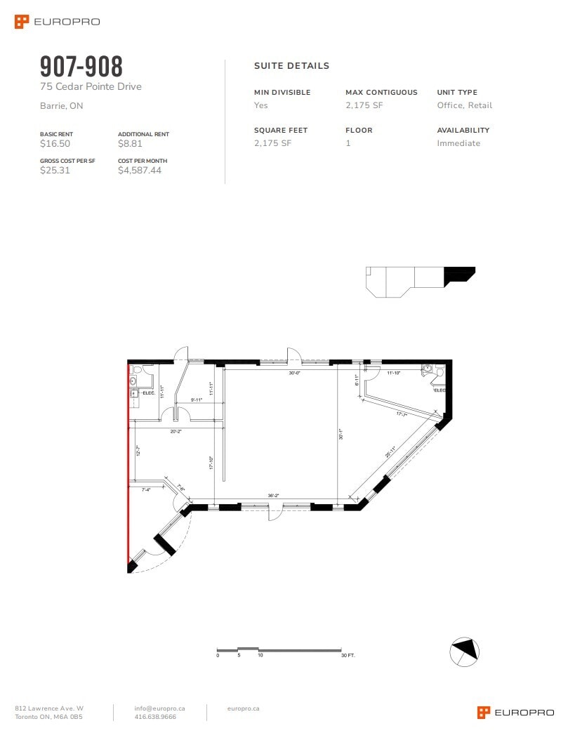 29-35 Cedar Pointe Dr, Barrie, ON à louer Plan d’étage– Image 1 sur 1