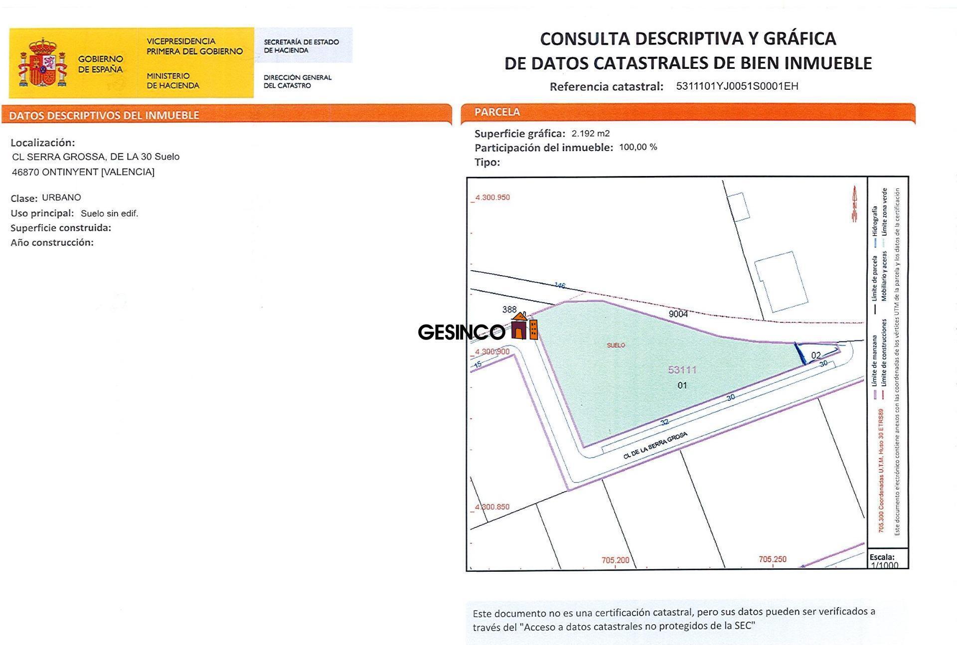 Terrain dans de la Serra Grosa, Ontinyent, Urbanizacion, 30, VALÈNCIA à vendre Plan de site– Image 1 sur 2