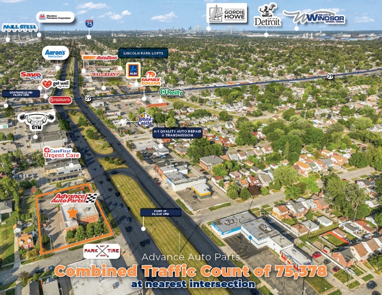 2230 Fort St, Lincoln Park, MI à vendre - Aérien – Image 3 sur 7