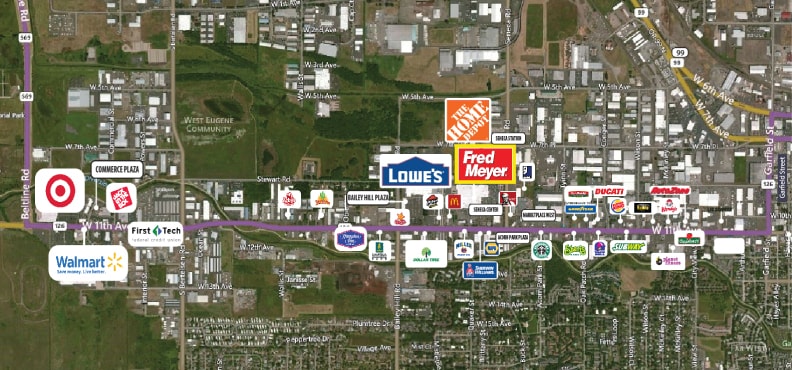 3333-3555 W 11th Ave, Eugene, OR à louer Aérien– Image 1 sur 2