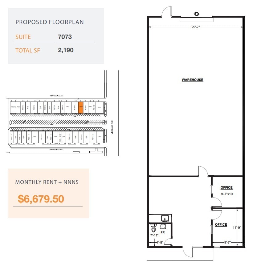 7059-7077 1/2 Vineland Ave, North Hollywood, CA à louer Plan d’étage– Image 1 sur 1