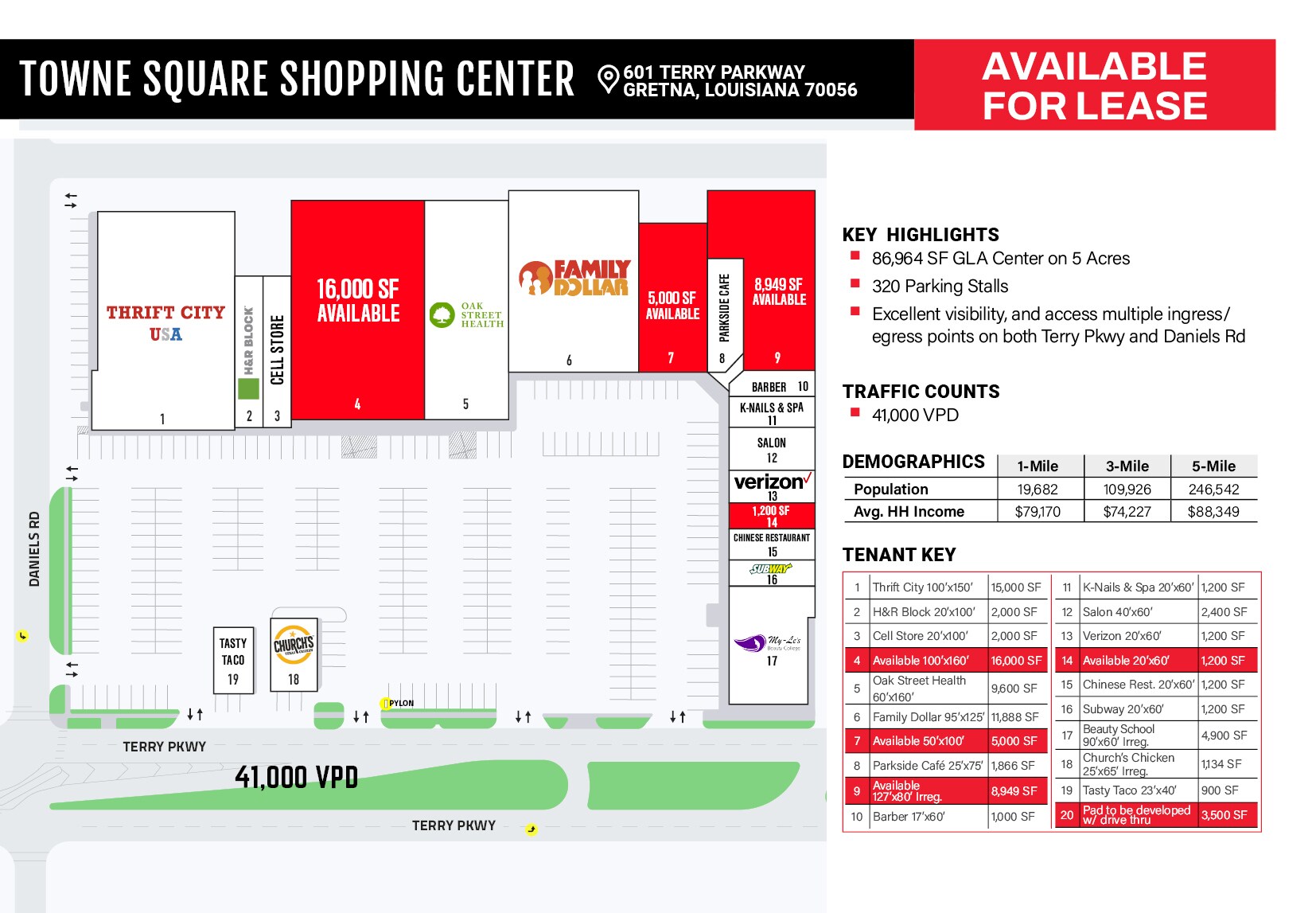 601 Terry Pky, Gretna, LA à louer Plan de site– Image 1 sur 8