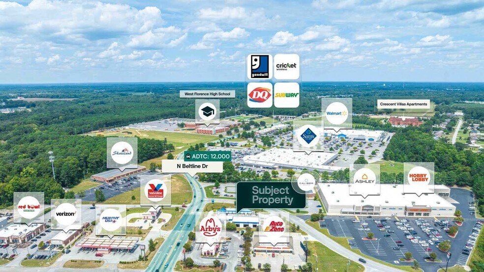 110 N Beltline Dr, Florence, SC à vendre - Aérien – Image 2 sur 2