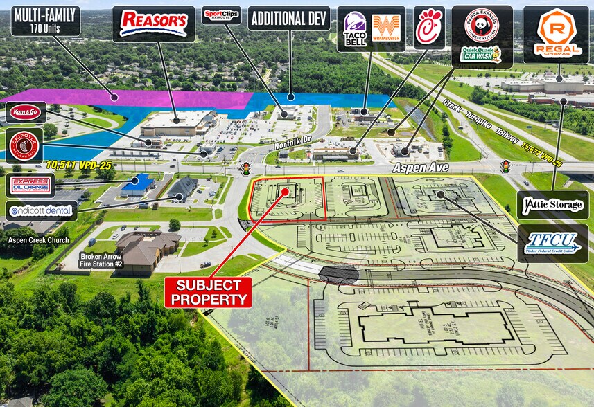 SWC S Aspen Ave & W Norfolk Dr., Broken Arrow, OK à vendre - Aérien – Image 3 sur 4