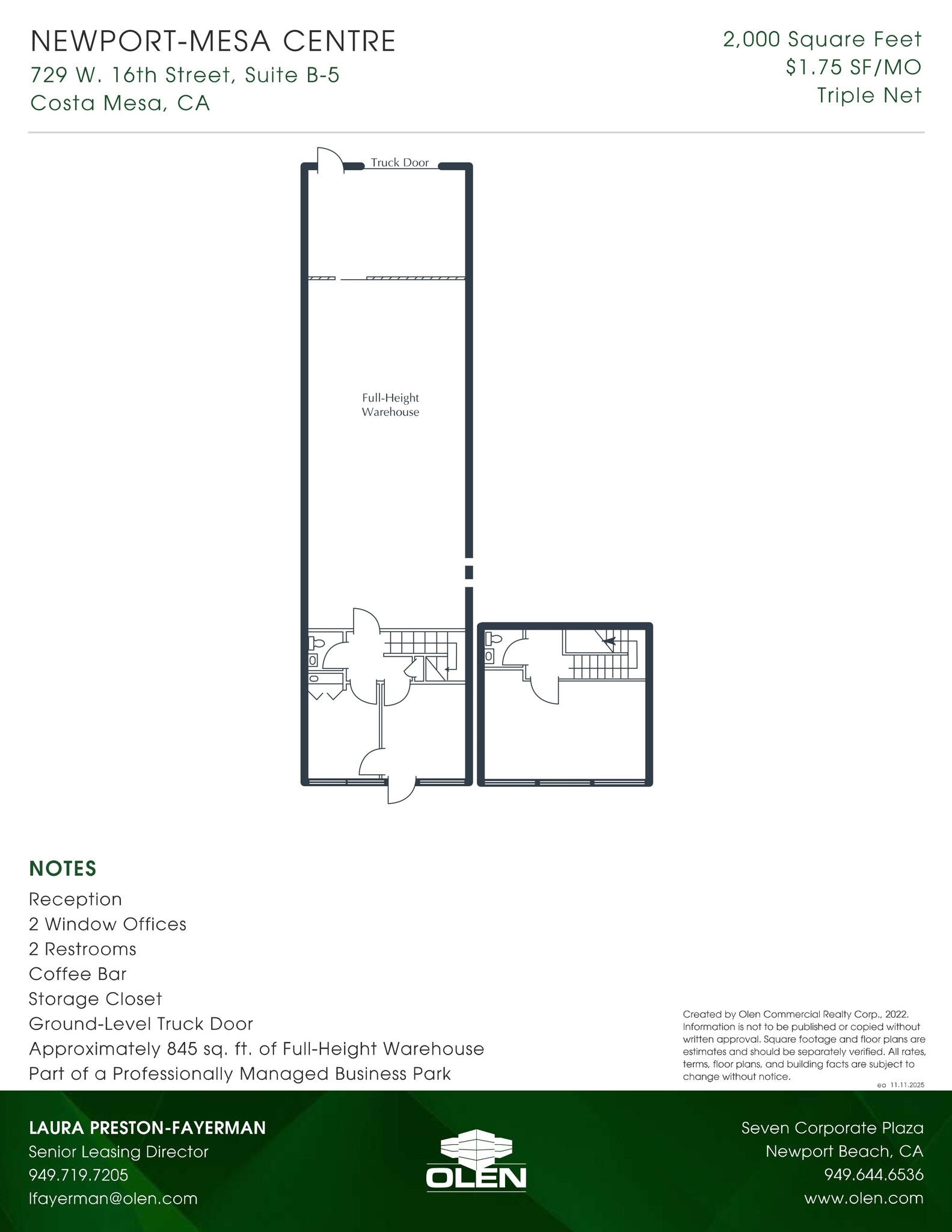 1599 Superior Ave, Costa Mesa, CA à louer Plan d’étage– Image 1 sur 1