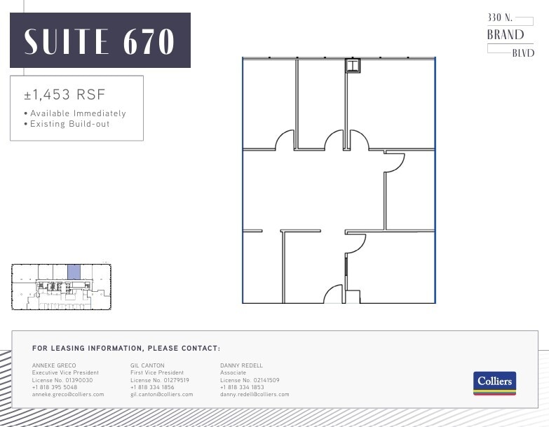 330 N Brand Blvd, Glendale, CA à louer Plan d’étage– Image 1 sur 1