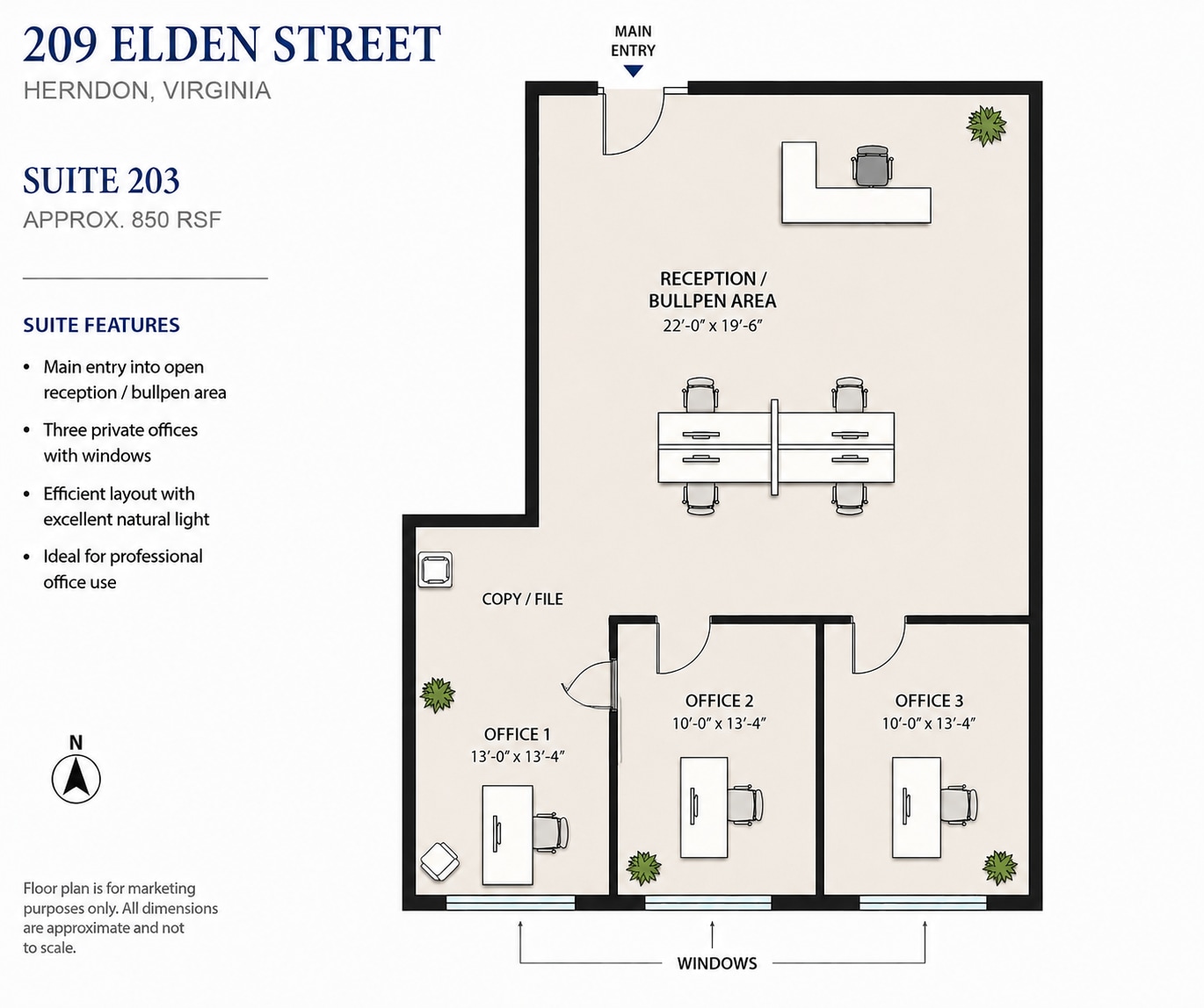 209 Elden St, Herndon, VA à louer Plan d’étage– Image 1 sur 6