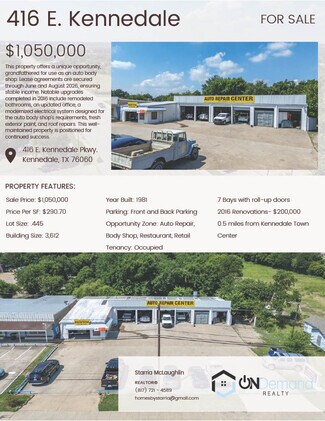 Plus de détails pour 416 E Mansfield Hwy, Kennedale, TX - Local d’activités à vendre