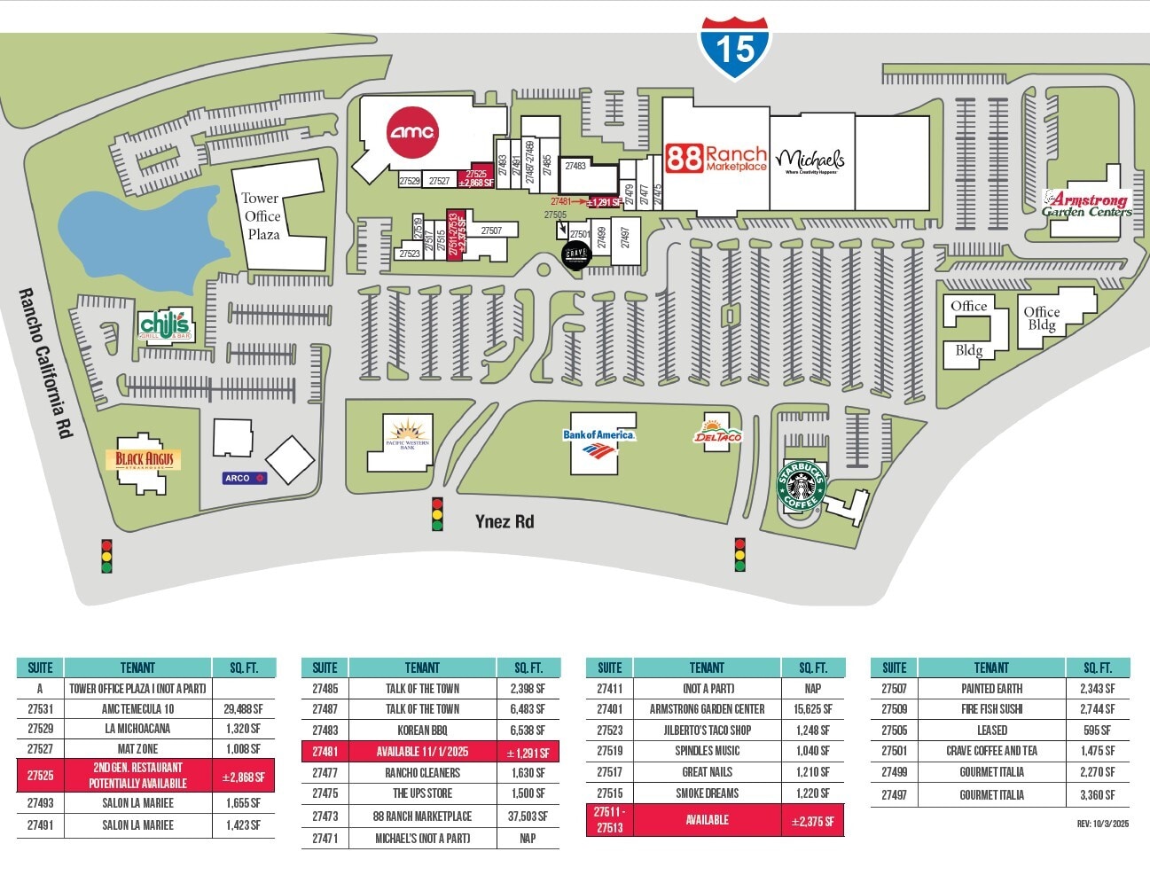 27401-27511 Ynez Rd, Temecula, CA à louer Plan d’étage– Image 1 sur 1