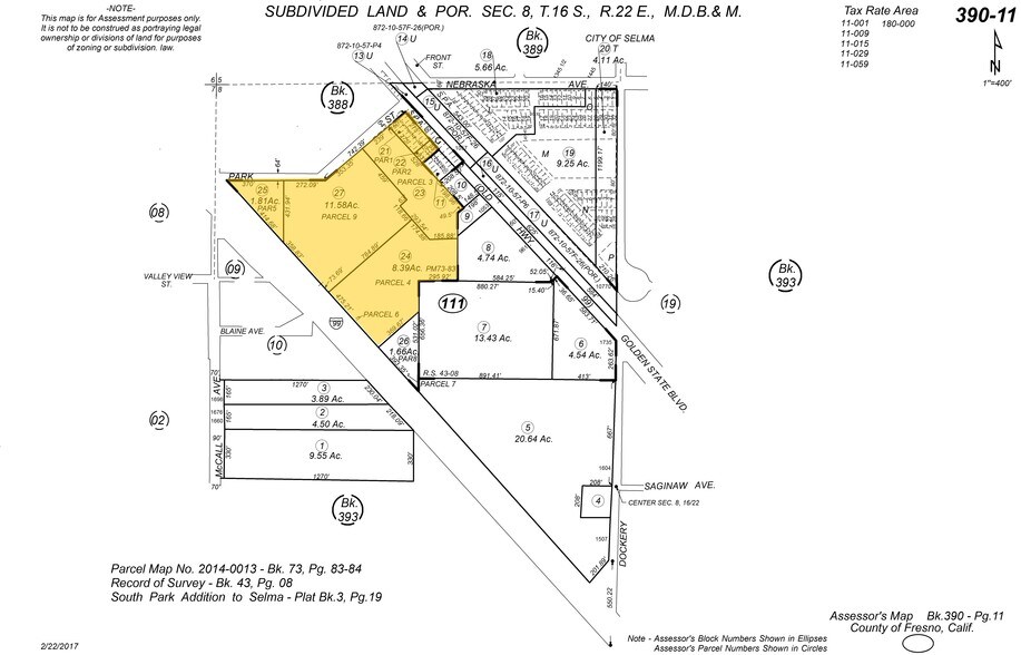 1775 Park St, Selma, CA à vendre - Plan cadastral – Image 2 sur 9
