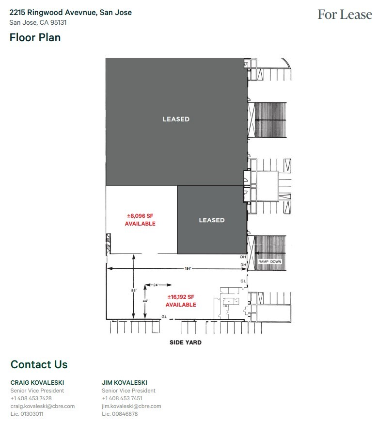 2215-2221 Ringwood Ave, San Jose, CA à louer Plan d’étage– Image 1 sur 2