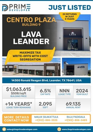 Plus de détails pour 14300 Ronald W Reagan Blvd, Cedar Park, TX - Local commercial à vendre
