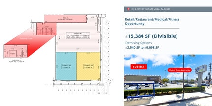 211-233 E 17th St, Costa Mesa, CA à louer Plan d’étage– Image 1 sur 1