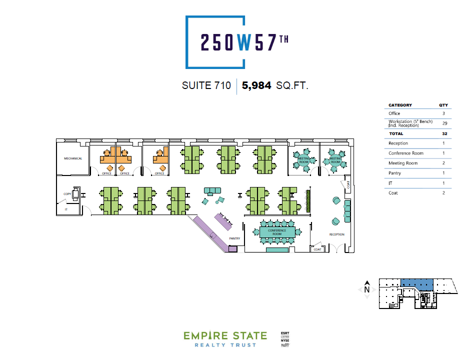 250 W 57th St, New York, NY à louer Plan d’étage– Image 1 sur 8