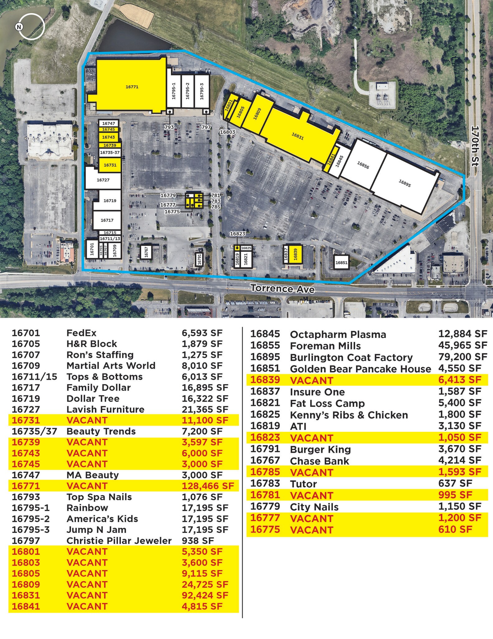 16701-16895 S Torrence Ave, Lansing, IL à louer Plan de site– Image 1 sur 2