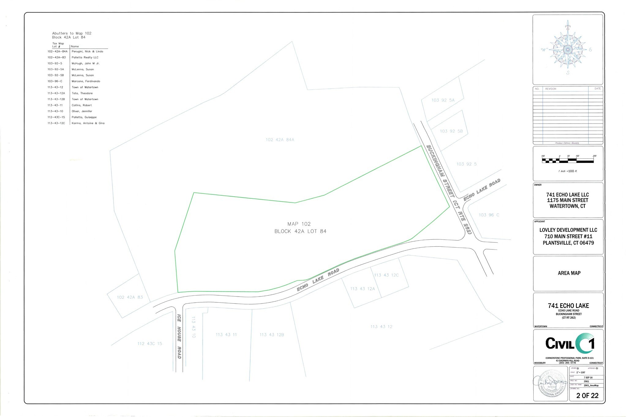 741 Echo Lake Rd, Watertown, CT à vendre Plan cadastral– Image 1 sur 5