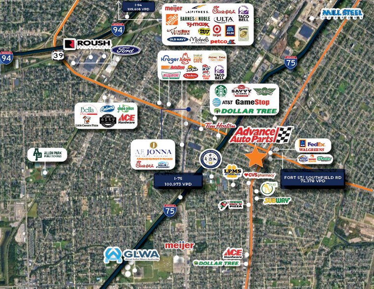 2230 Fort St, Lincoln Park, MI à vendre - Aérien – Image 2 sur 7