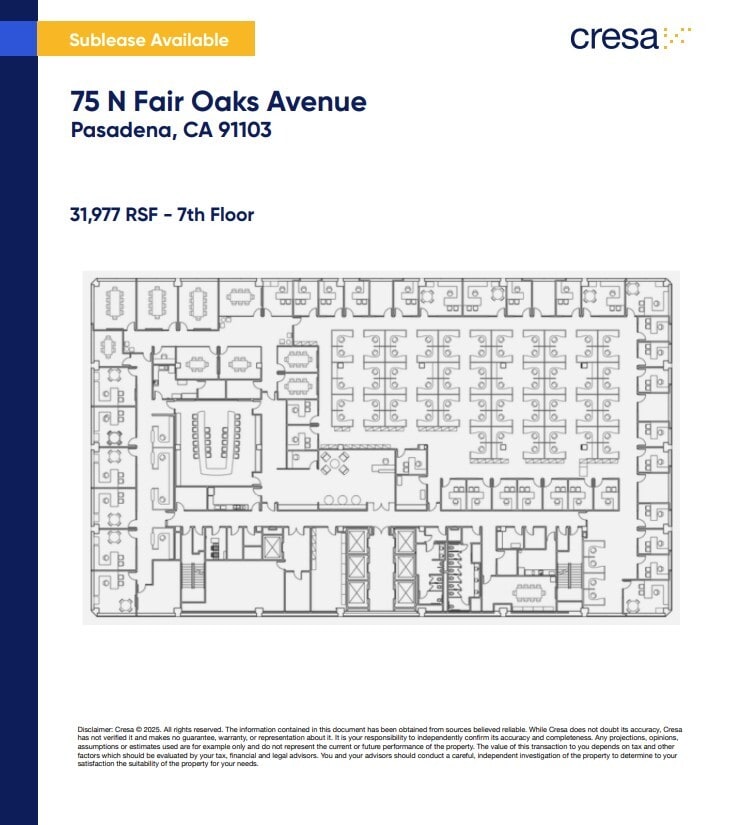 75 N Fair Oaks Ave, Pasadena, CA à louer Plan d’étage type– Image 1 sur 1