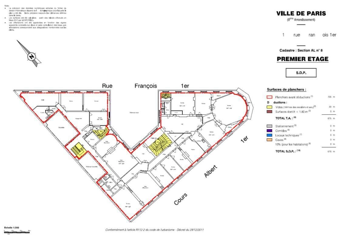 1 Rue François Ier, Paris à louer Plan d’étage– Image 1 sur 2