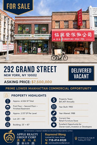 292 Grand St, New York, NY à vendre - Photo de l’immeuble – Image 1 sur 10
