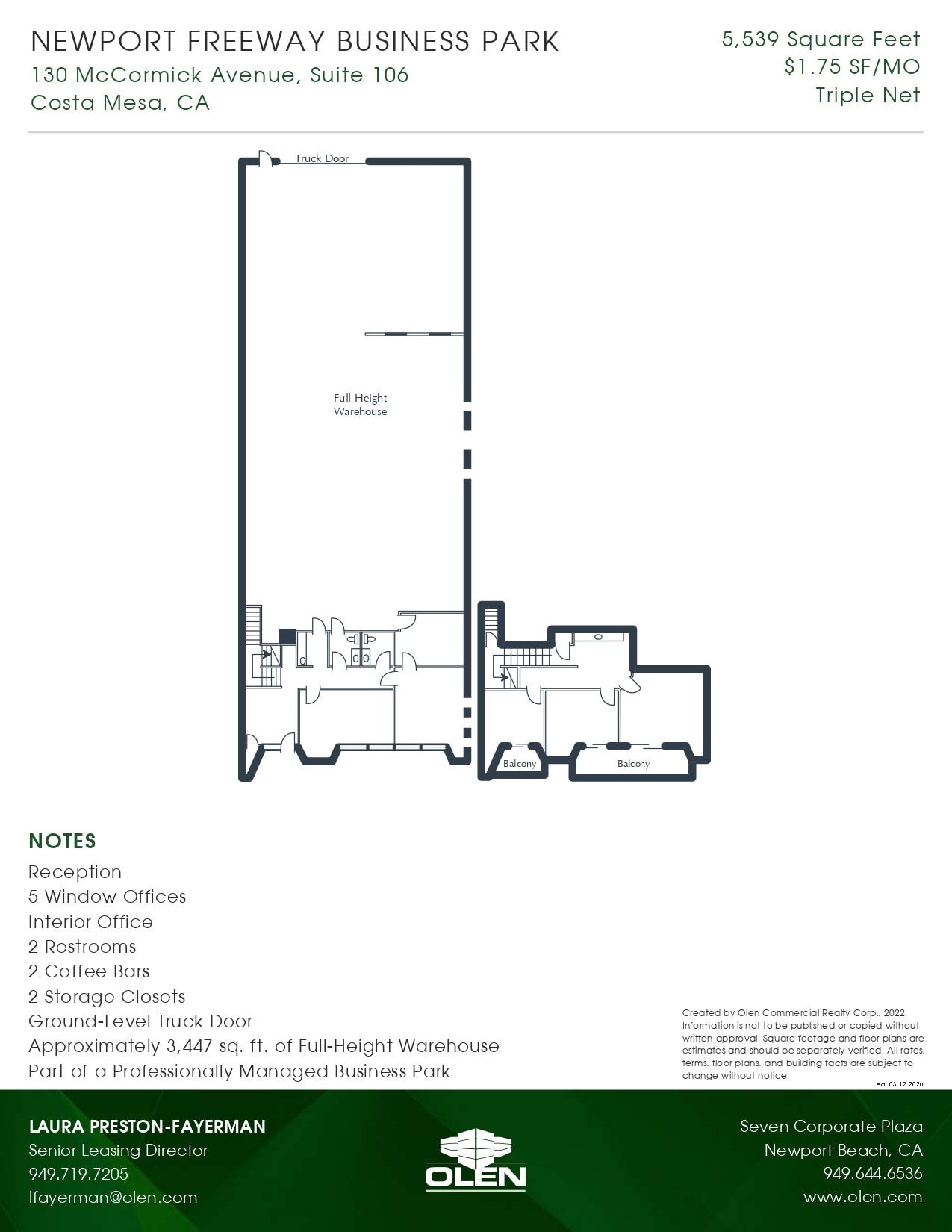 3176 Pullman St, Costa Mesa, CA à louer Plan d’étage– Image 1 sur 1