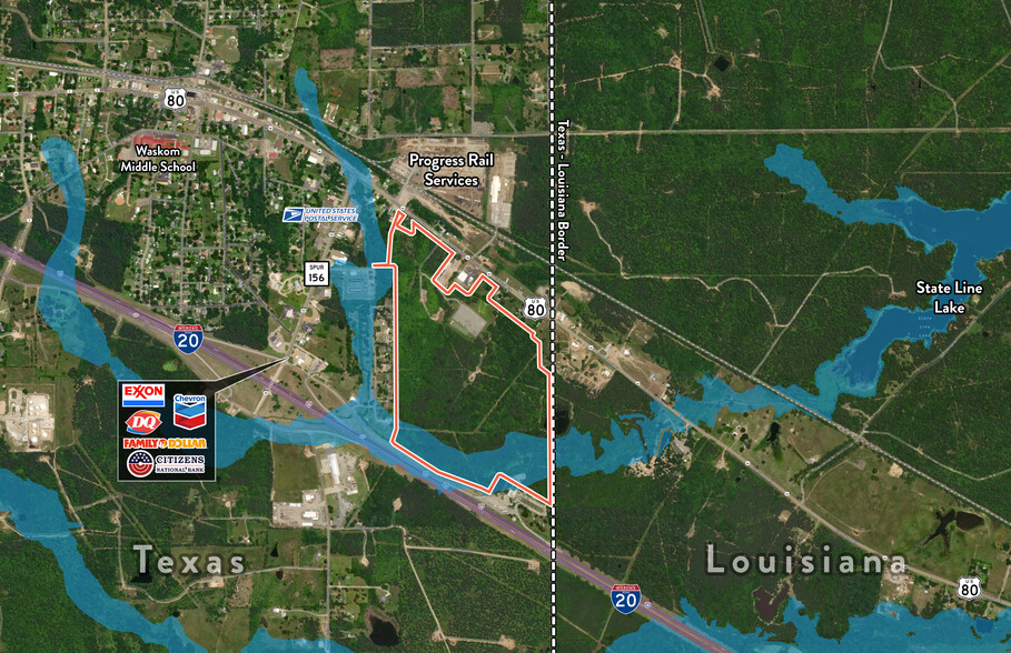 154+/- Ac. of Land w/Highway Frontage, Waskom, TX à vendre - Photo principale – Image 1 sur 2