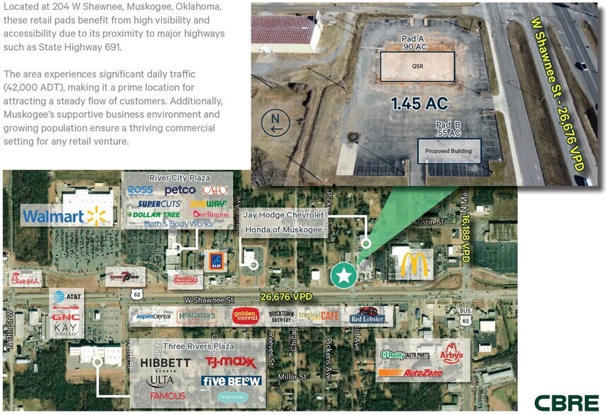 204 W Shawnee St, Muskogee, OK à louer - Aérien – Image 2 sur 3
