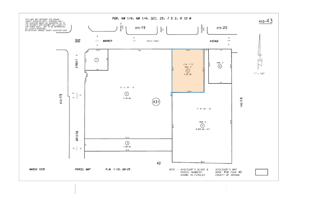 1120 W Warner Ave, Santa Ana, CA à louer Plan cadastral– Image 1 sur 2