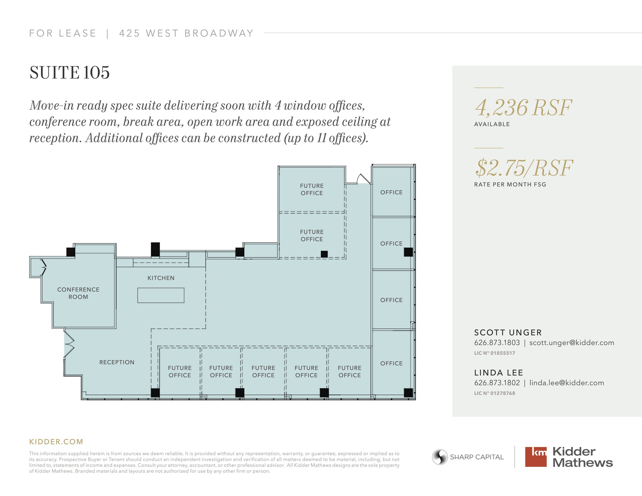 425 W Broadway, Glendale, CA à louer Plan d’étage– Image 1 sur 1