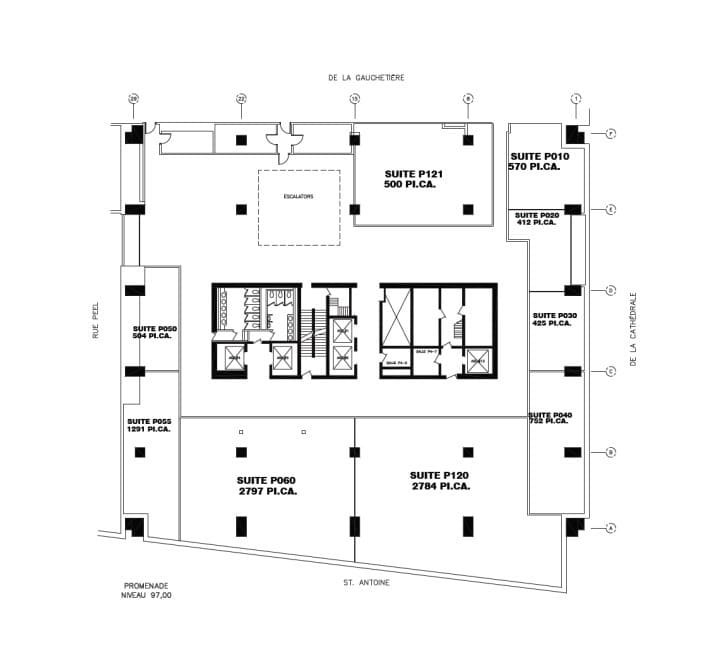 1010 Rue De La Gauchetière O, Montréal, QC à louer Plan d’étage– Image 1 sur 1