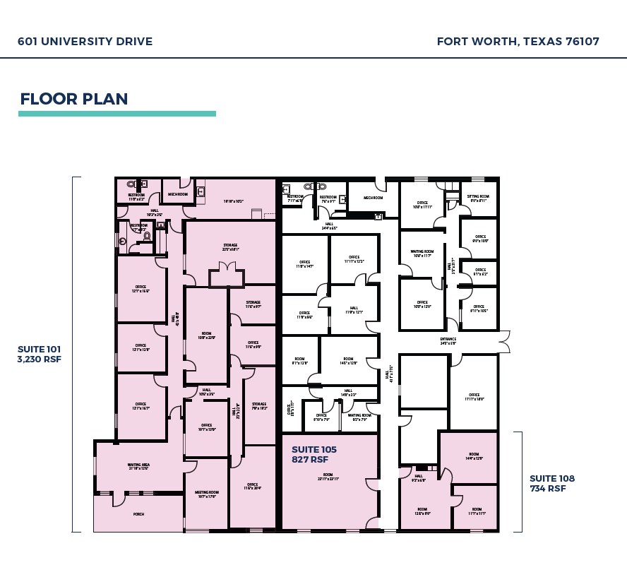 601 University Dr, Fort Worth, TX à louer Plan d’étage– Image 1 sur 1