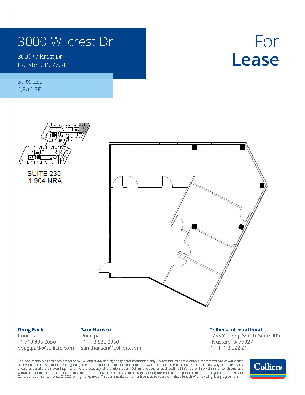 3000 Wilcrest Dr, Houston, TX à louer Plan d’étage– Image 1 sur 2