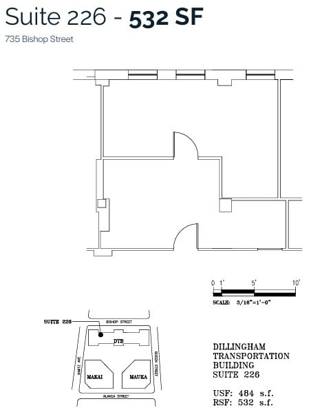 733 Bishop St, Honolulu, HI à louer Plan d’étage– Image 1 sur 1