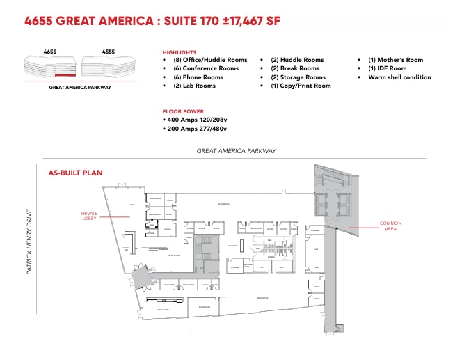4655 Great America Pky, Santa Clara, CA à louer Plan d’étage– Image 1 sur 1