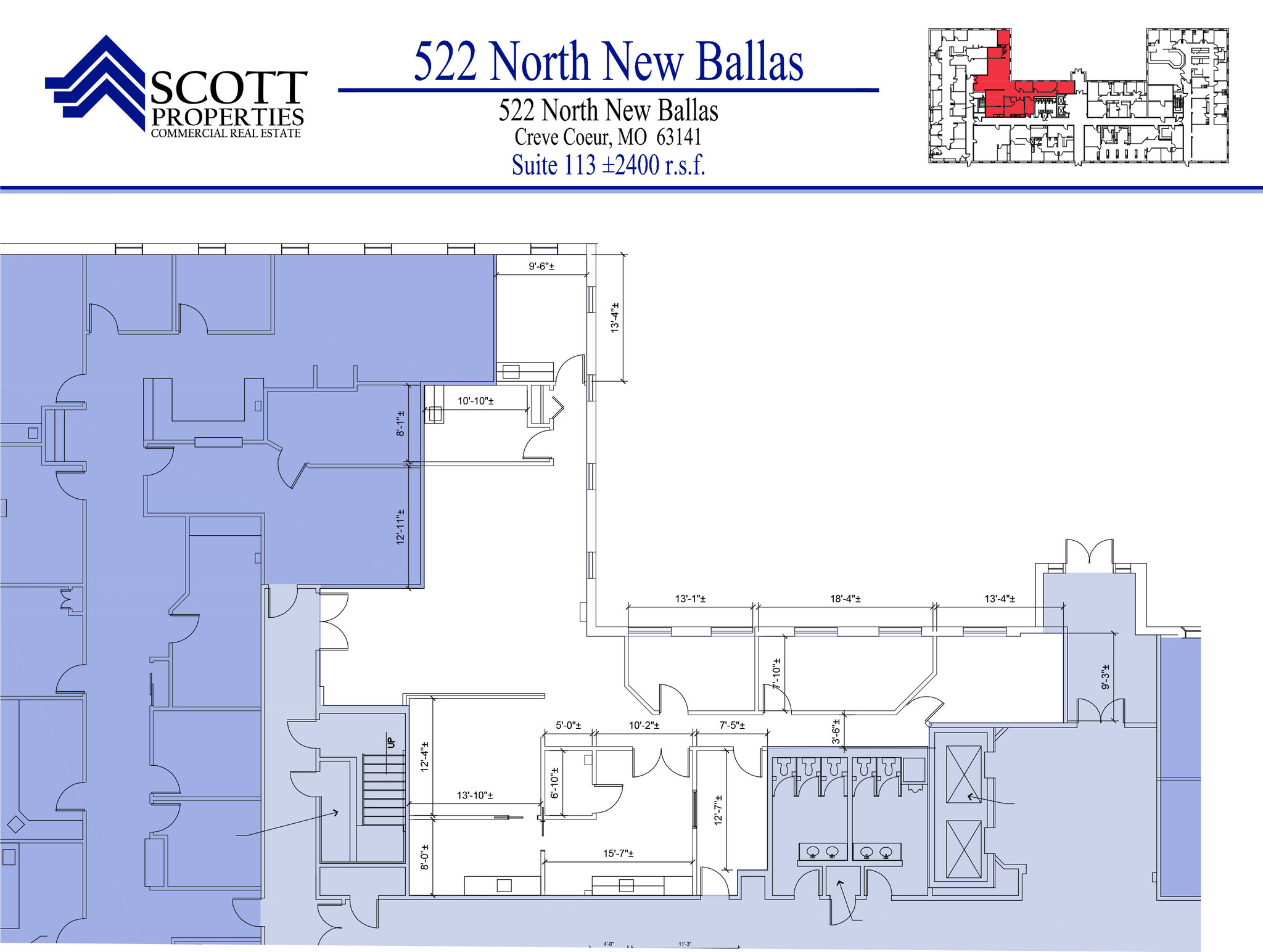 522 N New Ballas Rd, Creve Coeur, MO à louer Plan d’étage– Image 1 sur 8
