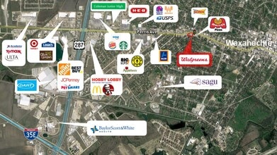 1201 Ferris Ave, Waxahachie, TX - Vue aérienne vue de carte