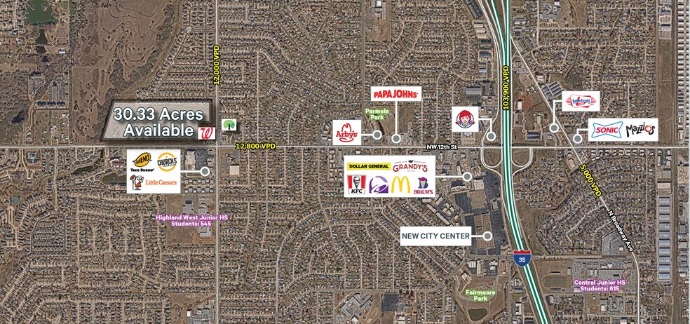 NW 12th St & Santa Fe Ave, Moore, OK à vendre - Aérien – Image 3 sur 3
