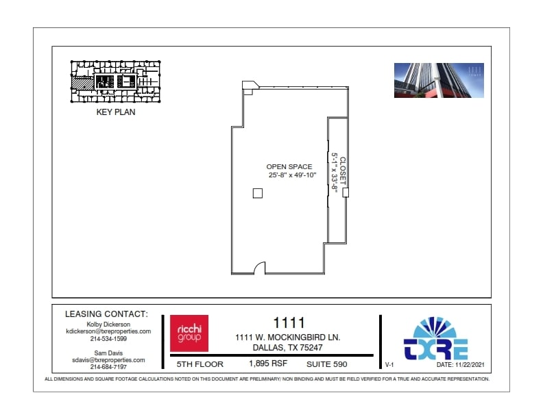 1111 W Mockingbird Ln, Dallas, TX à louer Plan d’étage– Image 1 sur 1