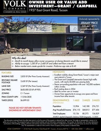 Plus de détails pour 1927 E Grant Rd, Tucson, AZ - Local commercial à vendre
