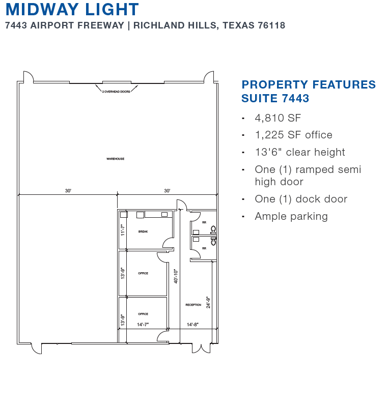 7450-7470 Dogwood Park, Richland Hills, TX à louer Plan d’étage– Image 1 sur 1