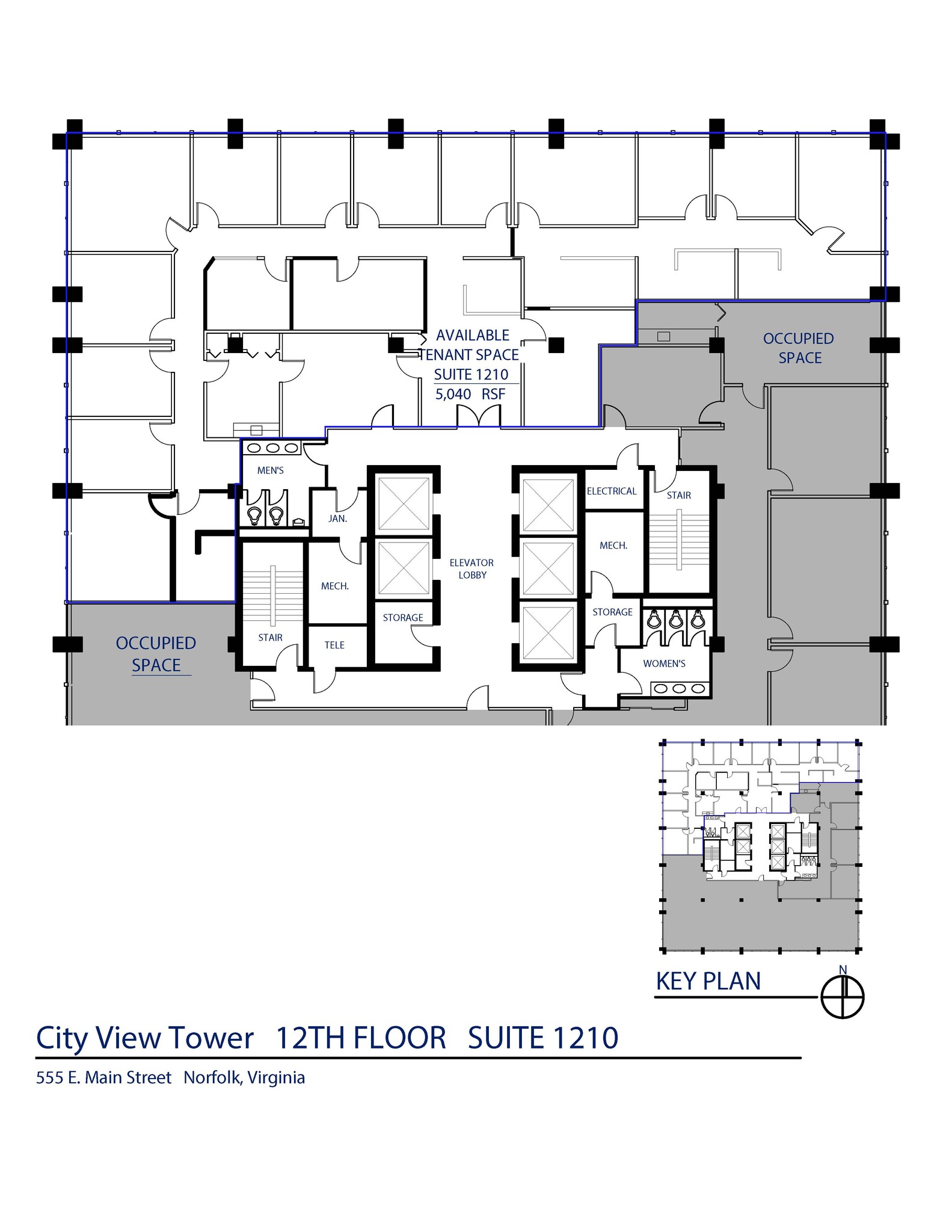 555 E Main St, Norfolk, VA à louer Plan d’étage– Image 1 sur 1