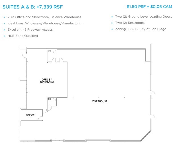 2222 Verus St, San Diego, CA à louer Plan d’étage– Image 1 sur 1