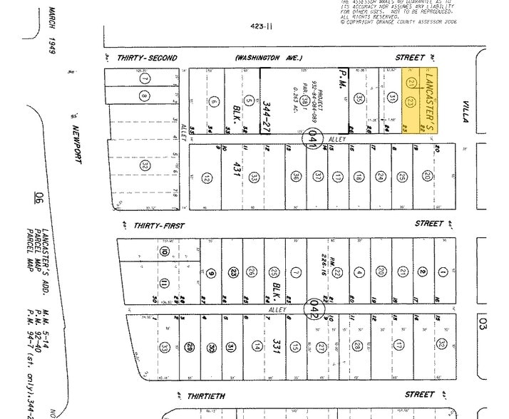3109-3115 Villa Way, Newport Beach, CA à louer - Plan cadastral – Image 2 sur 7