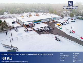Plus de détails pour 913 Longfield Rd, Colonial Beach, VA - Industriel/Logistique à vendre