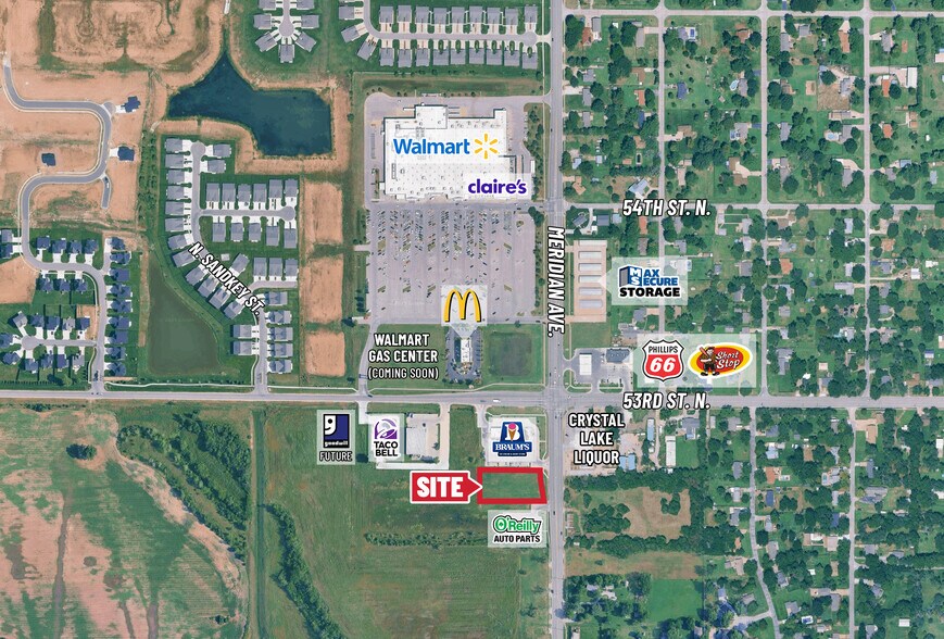 S. of SW/C at Meridian & 53rd St., Wichita, KS à vendre - Aérien – Image 1 sur 6