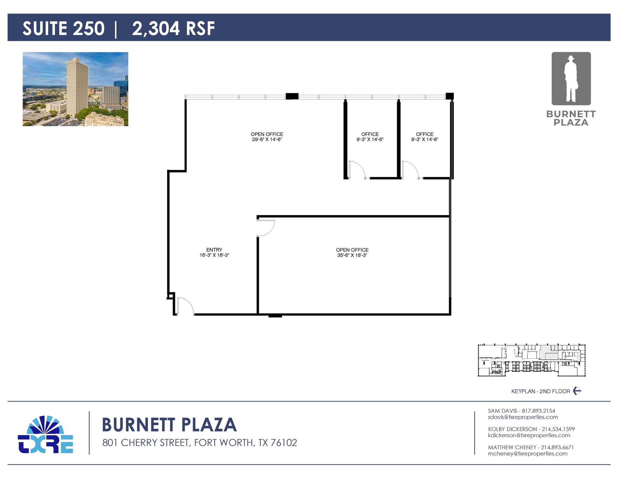801 Cherry St, Fort Worth, TX à louer Plan d’étage– Image 1 sur 2