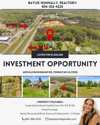 Plus de détails pour 4031 Old Buckingham Rd, Powhatan, VA - Bureau à vendre