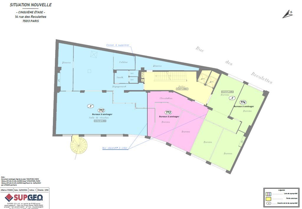 14 Rue Des Reculettes, Paris, PAR 75013 - Lot Lot 5e -  - Plan d’étage - Image 1 of 5